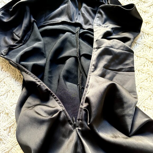 Cache Black Satin One-shoulder Bodycon Size 2 Women's Stretchy Party Dress - Picture 8 of 15